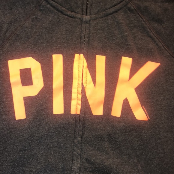 VICTORIA SECRETS SZ. S•P Pink zip up Sweatshirt with neon pink 🧡 - Picture 3 of 9